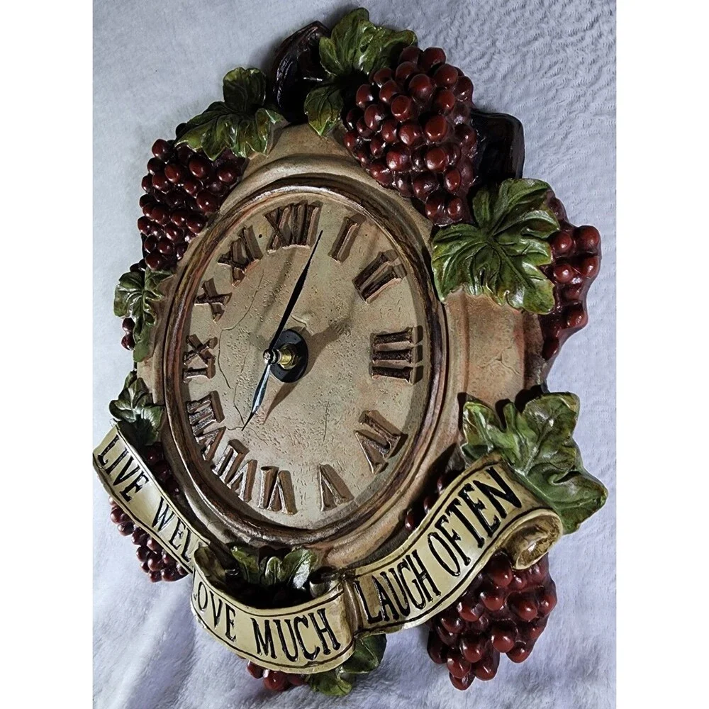 Live, Love, Laugh Grapes Wall Clock- Battery operated